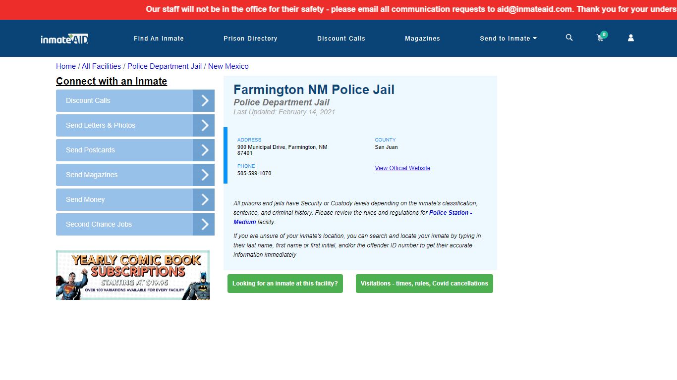 Farmington NM Police Jail & Inmate Search - Farmington, NM