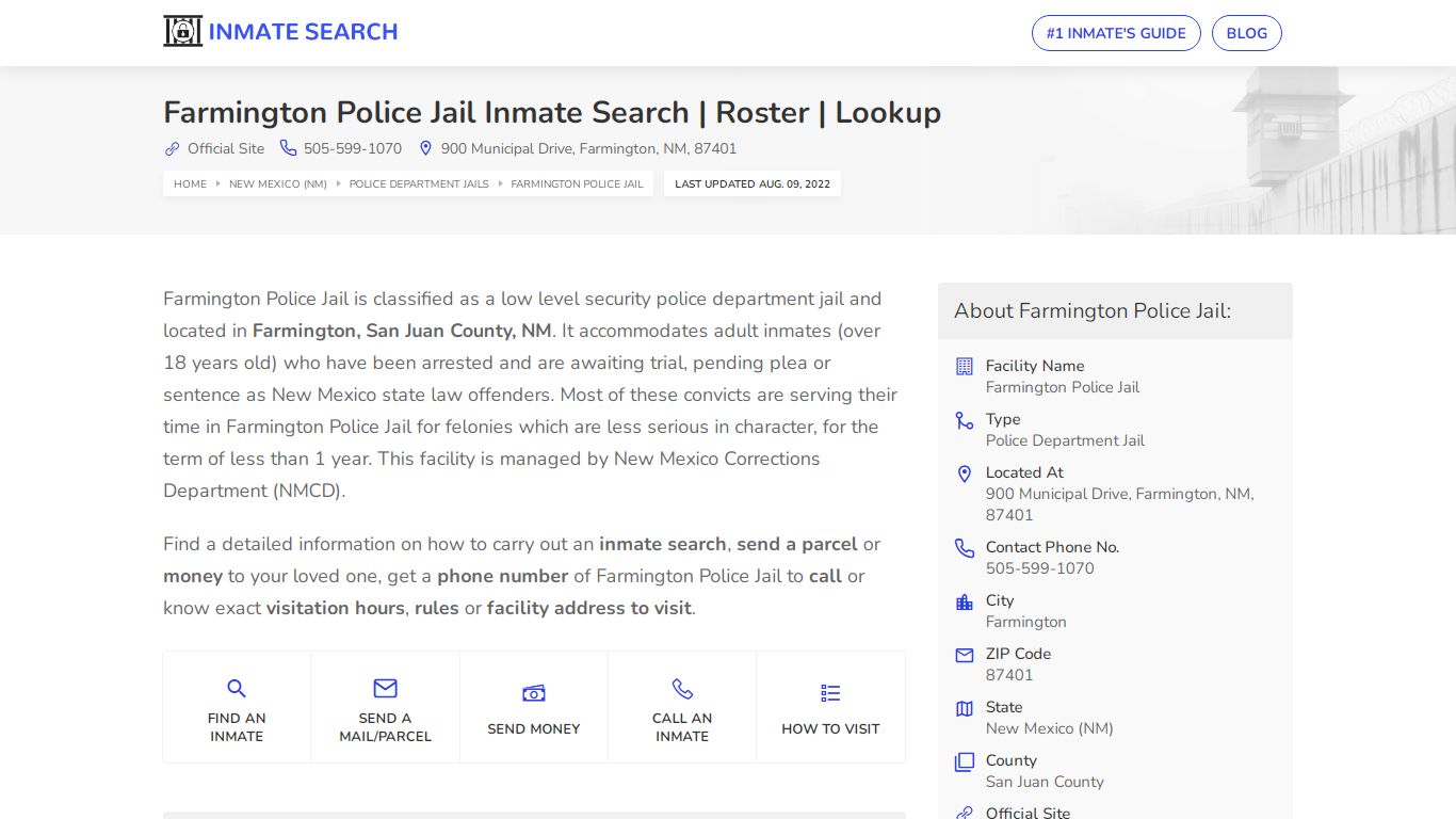 Farmington Police Jail Inmate Search | Roster | Lookup