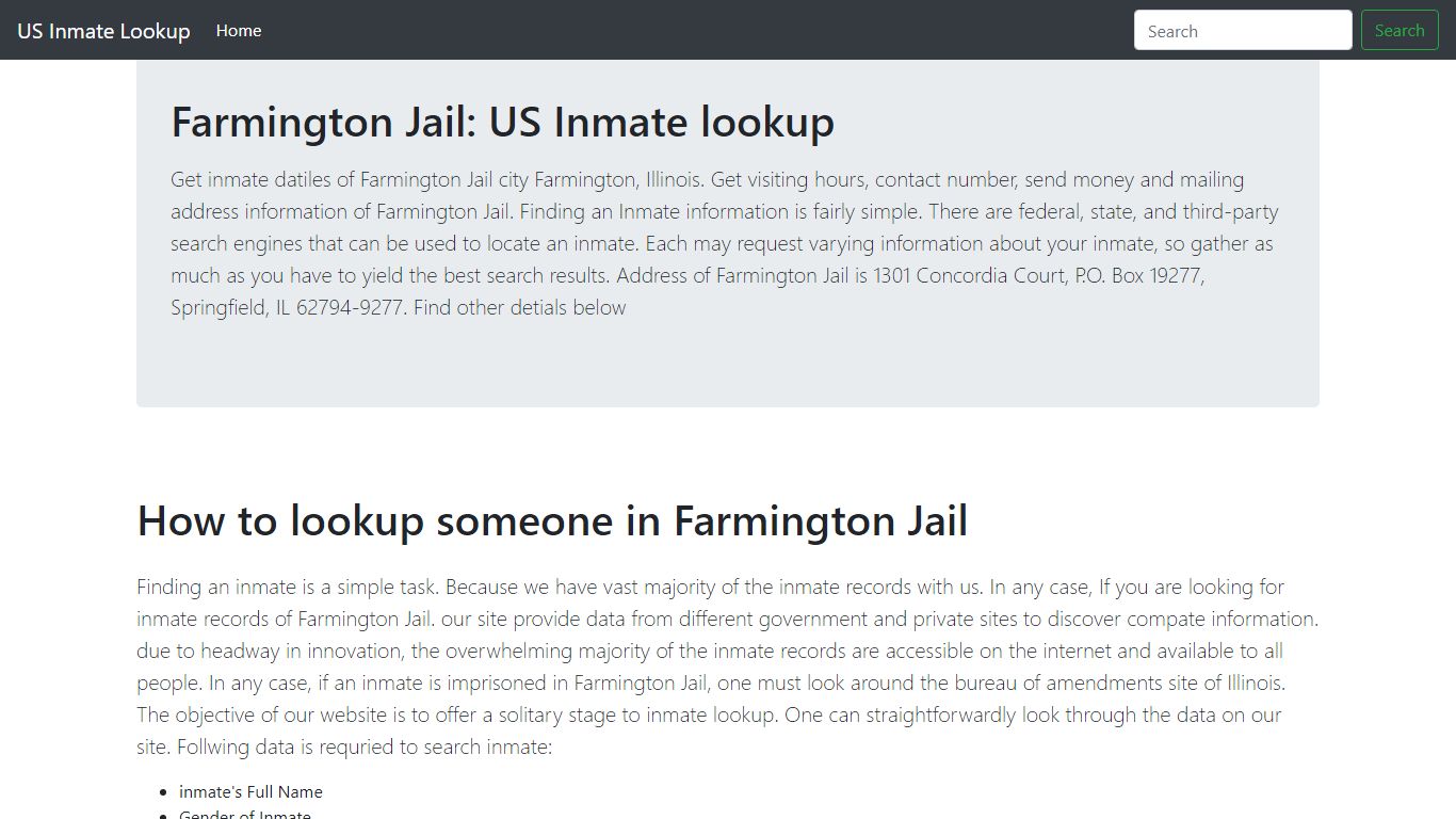 Farmington Jail: US Inmate lookup